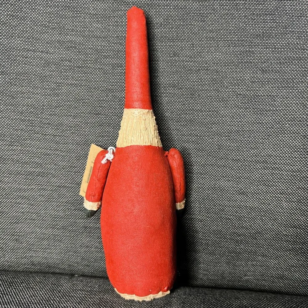 Creative Co-Op NWT Hand Painted Canvas Folk Art Santa Claus Figurine 9 3/4”